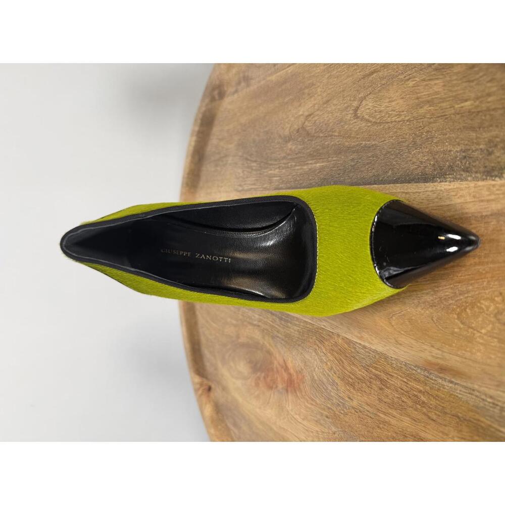Giuseppe Zanotti Lime Green NWB Suede Black Patent Cap Toe Pointed Pumps Size 5 - Picture 14 of 14